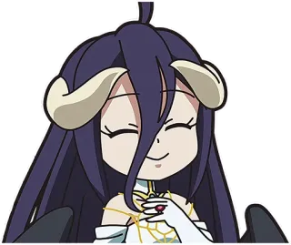☺️ 970bc8e0 Albedo Overlord anime, chibi, fantasy, demon, cute whatsapp sticker
