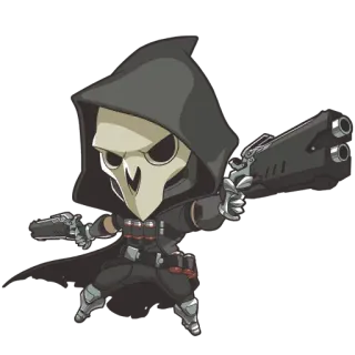 ☠ 29b7813e Reaper Overwatch Videogame, Reaper, Overwatch, Chibi, Wapens, Gemaskerd whatsapp sticker