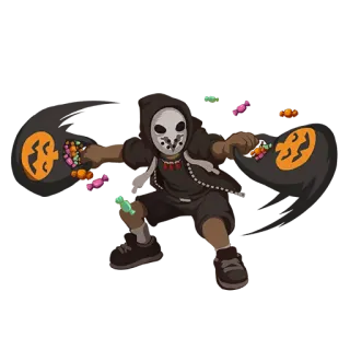 ☠ 5c880b87 Halloween, masker, snoep, kostuum, trick or treat, spookachtig whatsapp sticker