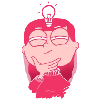 💡 622e8545 ý tưởng, hoạt hình, cô gái, suy nghĩ, bóng đèn, dễ thương, hồng telegram sticker