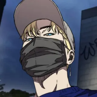 🇨🇰 03625e20 アニメ, 男, マスク, 帽子, 金髪 telegram sticker