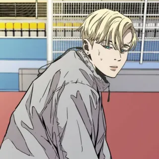 ⚜ e483cb89 アニメ, カートゥーン, 男性, 汗, キャラクター, パーカー, 金髪 telegram sticker