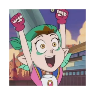 😃 18d4313b Amity Blight The Owl House мультфильм, анимированный, Амити Блайт, Дом совы, счастливый, празднует telegram sticker