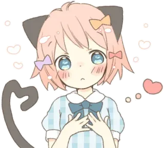 ❤ 33d76556 ragazza anime, orecchie da gatto, carino, kawaii, stile anime, cartone animato, sticker telegram sticker