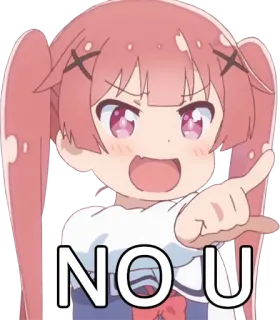 👆 8d40f5b9 NO U anime, no u, meme, reazione, carino, ragazza telegram sticker