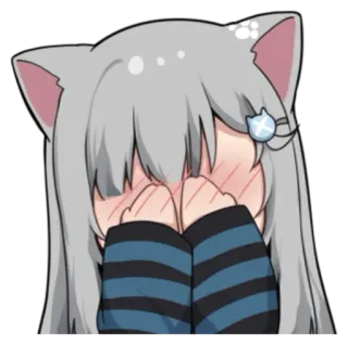 🐱 ee21489d Anime, Orecchie da gatto, Carino, Arrossire, Ragazza, Emozioni, Kawaii telegram sticker