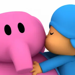 😘 52c700a5 Pocoyo cartoni animati, bambini, amicizia, elefante, bacio whatsapp sticker