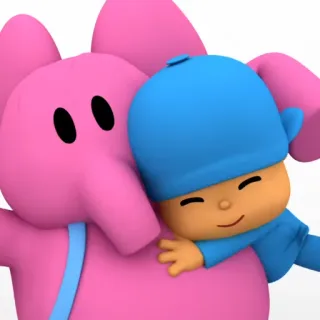 👬 562b5be0 Pocoyo cartone animato, bambino, elefante, rosa, blu whatsapp sticker