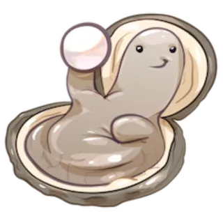 👋 3f1254c1 Auster, Perle, Meeresbewohner, Muschel, Cartoon telegram sticker