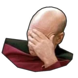 😓 0a4bb20a Jean-Luc Picard Star Trek facepalm, picard, star trek, kapten, reaksi, malu, kecewa whatsapp sticker