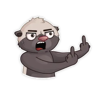 🖕 9870131f mouffette, dessin animé, impoli, doigt d'honneur, geste, en colère telegram sticker