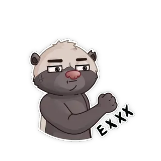 😒 b2370290 EXXX ratel, animal, autocollant, dessin animé telegram sticker