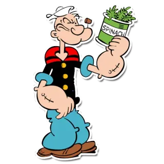 😃 16c527fd Popeye SPINACH мультфильм, шпинат, моряк, Попай, мускул telegram sticker