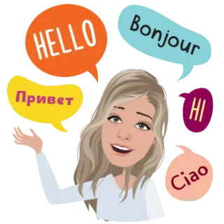 👋 0395badc HELLO, Bonjour, Привет, HI, Ciao saudação, olá, bonjour, oi, ciao, idioma, traduções whatsapp sticker