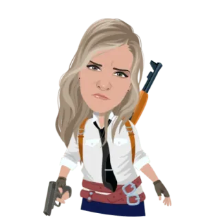 🕹 566c5f2c mulher, desenho animado, arma, rifle, arte digital, avatar, personagem whatsapp sticker