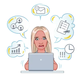 🏗️ f80b4ff6 stres, wanita, kerja, sibuk, laptop, kewalahan telegram sticker