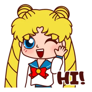 🤣 e591e7e0 Sailor Moon HI! 美少女战士, 动漫, 卡通, 可爱, 问候, 嗨, 卡哇伊 telegram sticker