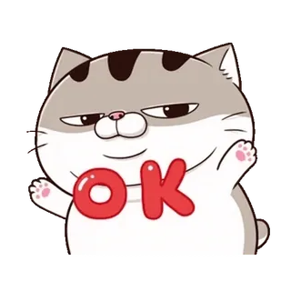😊 a2f7dda4 OK кот, ок, одобрение, милый, животное whatsapp sticker