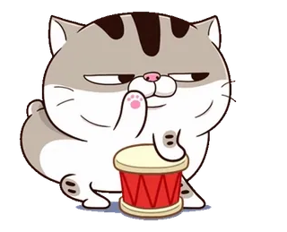 😊 c530b0ee кот, барабан, милый, животное, мультфильм whatsapp sticker