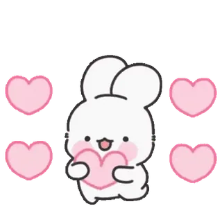 😊 0cf971a0 зайчик, сердечки, каваий, милый, любовь, розовый whatsapp sticker