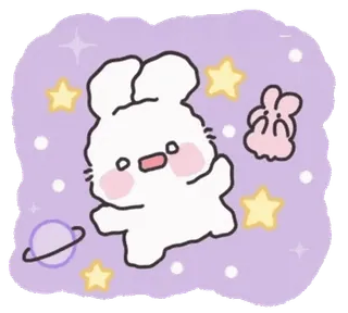 😊 2b83cd0c зайчик, милый, звезды, планета, мультфильм, фиолетовый whatsapp sticker