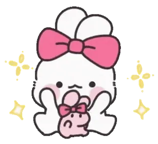 😊 b1a4f99c милый, кролик, каваий, розовый, бант, блестящий whatsapp sticker