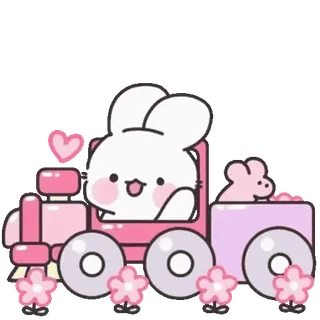 😊 d9ea1b99 кролик, заяц, поезд, милый, розовый, животные whatsapp sticker