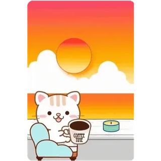😊 5503266a Coffee Time gato, café, relajante, lindo, animal, kawaii telegram sticker