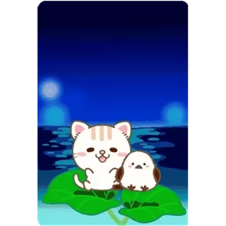 😊 ac414c13 gato, pájaro, lindo, noche, animal, kawaii telegram sticker