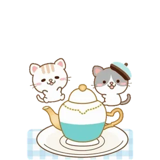😊 d213f074 gato, tetera, lindo, kawaii, té telegram sticker