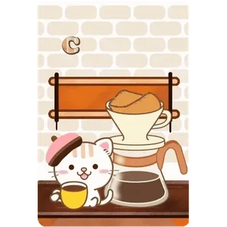 😊 ea6099d0 gato, café, lindo, bebida, kawaii, boina telegram sticker