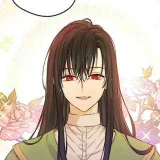 🐈‍⬛️ 43c95a98 애니메이션 소녀, 빨간 눈, 긴 머리, 미소, 예쁜, 꽃무늬 telegram sticker