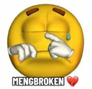 😟 32973667 MENGBROKEN emoji, sad, broken heart, crying, heartbroken whatsapp sticker