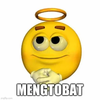 🙃 4c282897 MENGTOBAT emoji, halo, forgiveness, repentance, prayer, meme whatsapp sticker