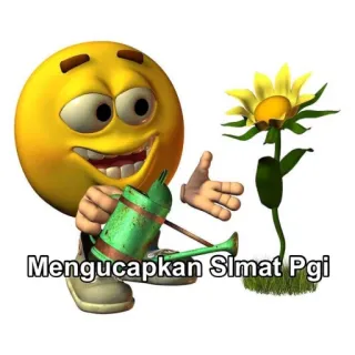 🌞 bbda2cf7 Mengucapkan Slmat Pgi emoji, watering, flower, greeting whatsapp sticker