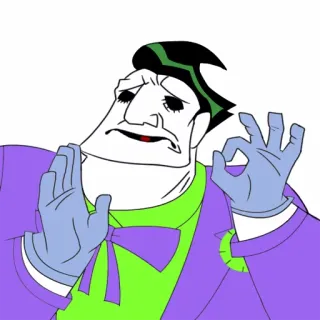 👌 161e178f Joker 小丑, DC漫画, 角色, 反派, 梗, OK手势 telegram sticker