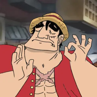 👌 6fe7b17a Monkey D. Luffy One Piece 路飞, 动漫, 海贼王, OK手势, 漫画, 卡通, 满意 telegram sticker