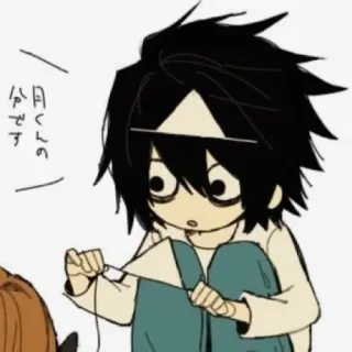 🦔 83d2a55c L Lawliet Death Note 一月くんの 一分です Anime, Mangá, Detetive, Intelectual, L telegram sticker