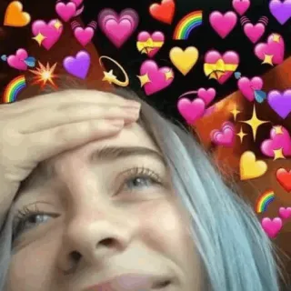 🌊 853d8e22 Billie Eilish 빌리 아일리시, Facepalm (얼굴 감싸기), 하트, 밈, 가수, 연예인 whatsapp sticker
