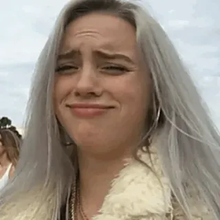 🌊 cb6b8344 Billie Eilish 빌리 아일리시, 가수, 유명인, 표정, 인물 사진, 여자 whatsapp sticker