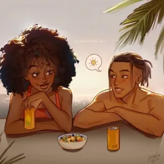 🦔 4cf575ed pasangan, pantai, musim panas, minuman, kartun, ilustrasi, tropis telegram sticker