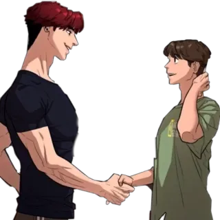 🦔 f89eadad pria, jabat tangan, kartun, persahabatan telegram sticker