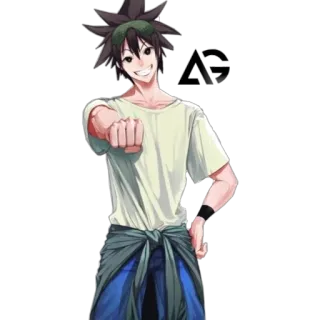 🦔 7b19adfd Anime, pugno, personaggio, sorridente, maschio whatsapp sticker