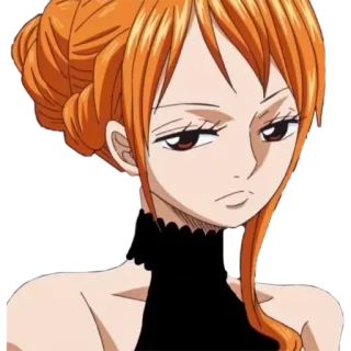🦔 bef83465 Nami One Piece anime, cartone animato, donna, capelli arancioni, personaggio whatsapp sticker