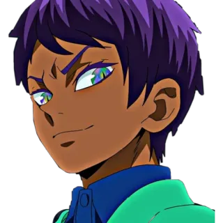 🦔 538083ed аниме, персонаж, фиолетовые волосы, мультфильм, мальчик telegram sticker