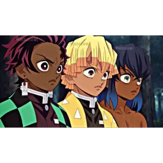 🦔 787371fa Demon Slayer Аниме, Клинок, рассекающий демонов, Тандзиро Камадо, Зеницу Агацума, Иноске Хашибира telegram sticker