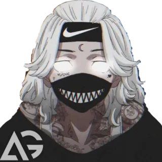 🦔 270a382c Anime, Dessin animé, Art, Personnage, Masque, Tatouage, Nike whatsapp sticker