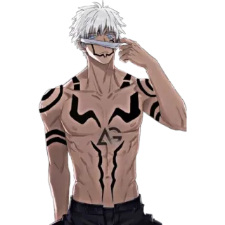 🦔 db6ff110 Gojo Satoru Jujutsu Kaisen Anime, Manga, Gojo Satoru, Jujutsu Kaisen, Personnage, Tatouage whatsapp sticker