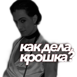 🦔 3ac9a709 как дела, крошка? russisch, text, schwarz-weiß, aufkleber telegram sticker