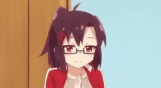 😏 7860d81f Anime, Hoạt hình, Cô gái, Kính, Tóc đỏ telegram sticker